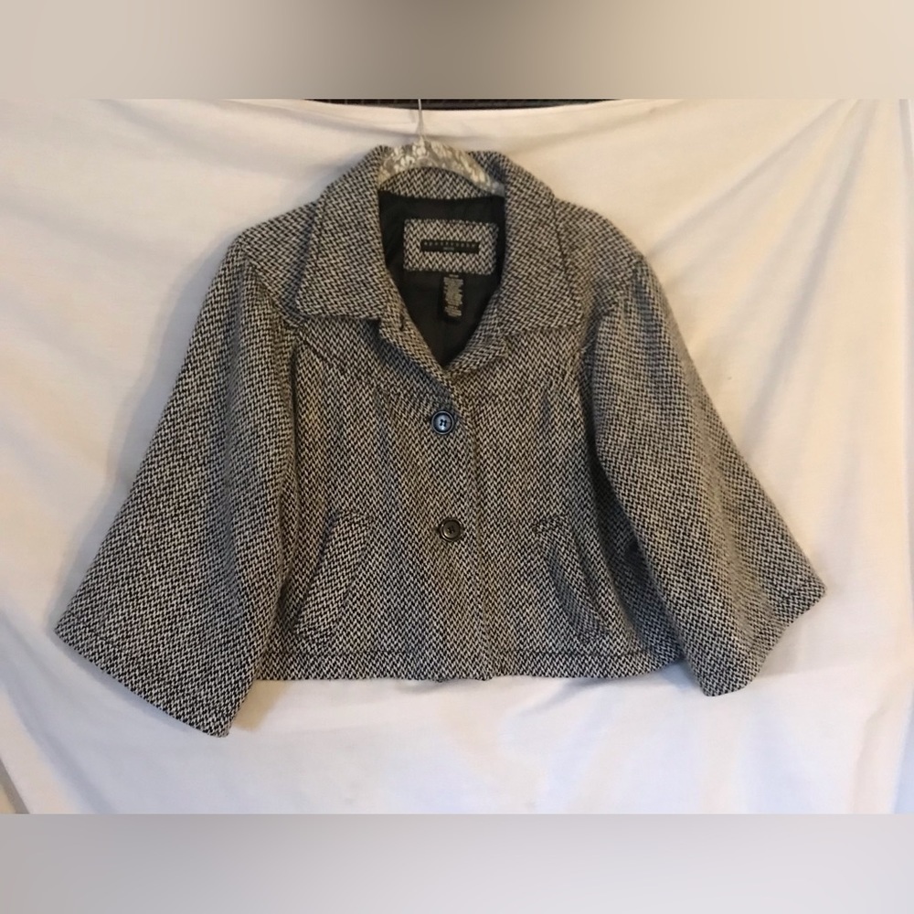 Apostrophe Petite Short Herringbone Dress Jacket Size Medium Petite